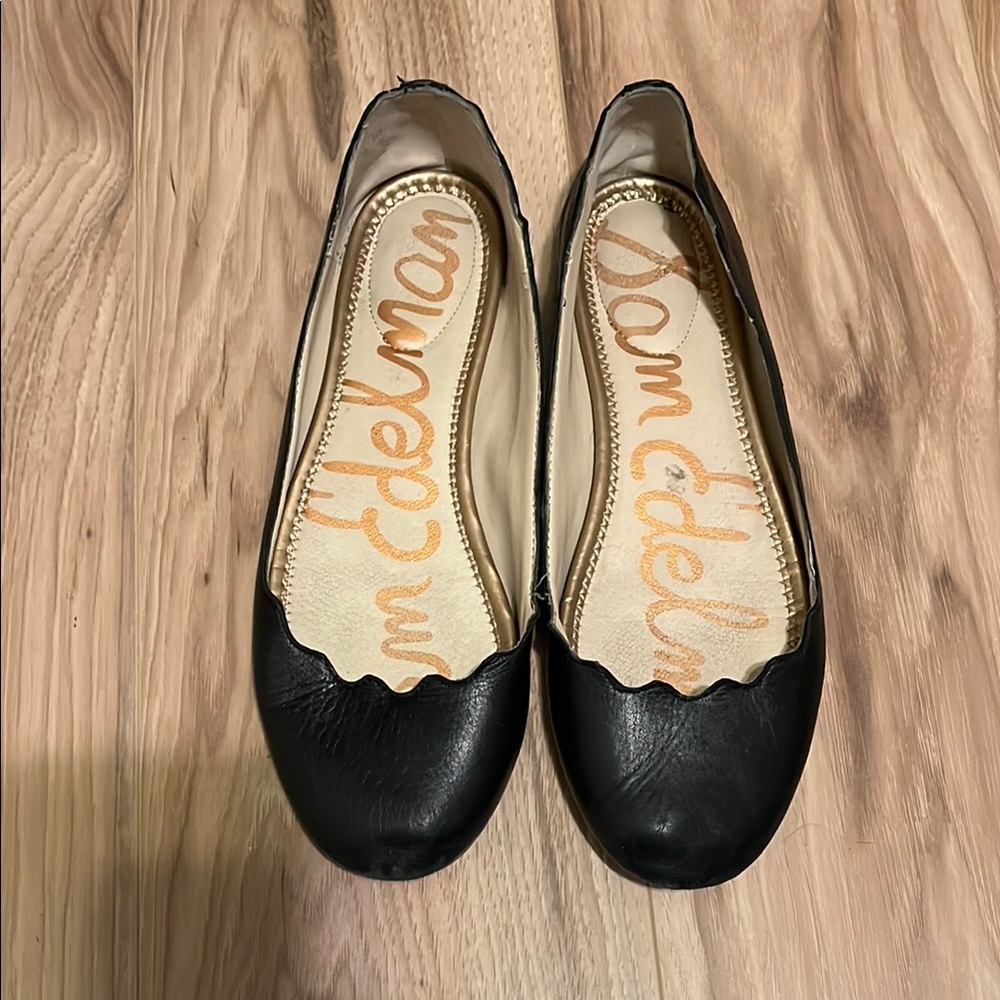 Sam Edelman Black Flats with Scalloped Edge